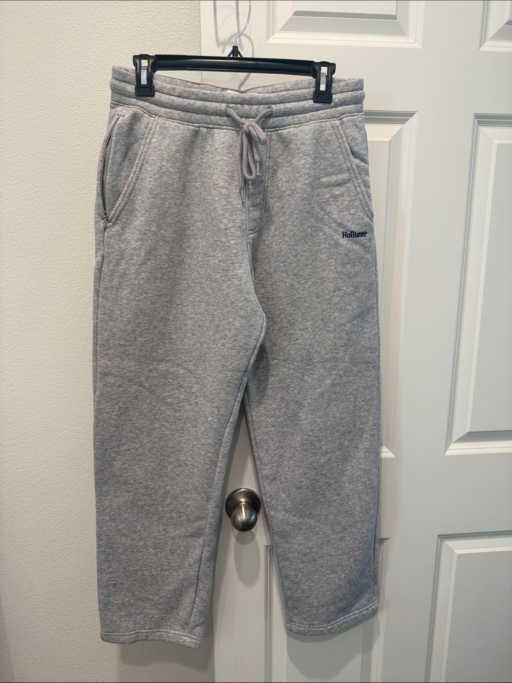 Hollister unisex Light Gray Fleece Joggers with Drawstring